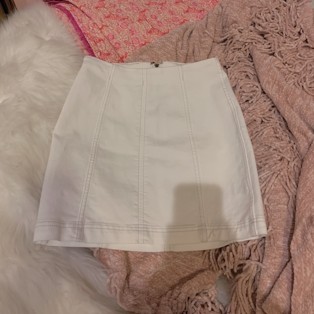 white fitted free people skirt